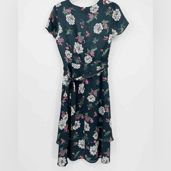 NWT Loft Floral Faux Wrap Tiered Midi Dress - Picture 3 of 6